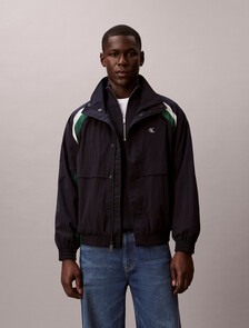 Colour Block Nylon Track Jacket, Miami Green, hi-res
