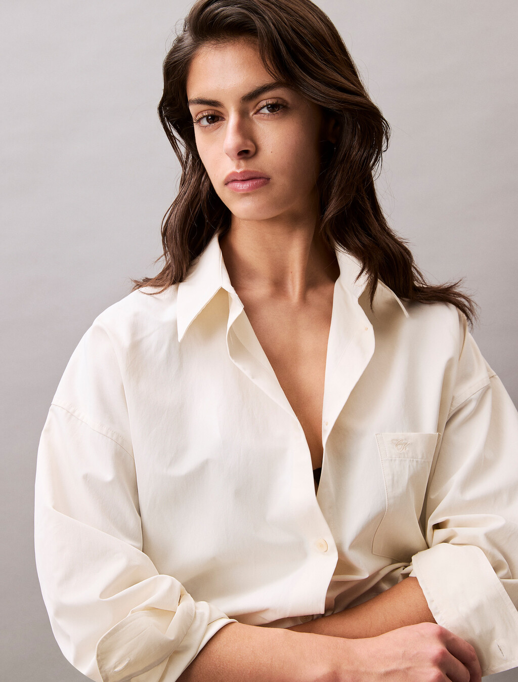 Viscose Blend Relaxed Button-Down Shirt, Cerulean, hi-res