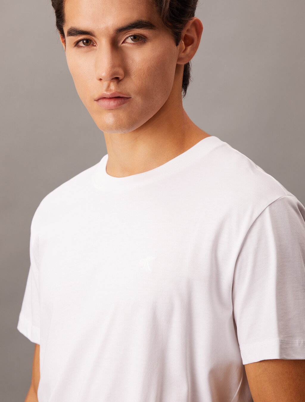 Tonal Monogram Embroidery Tee, Bright White, hi-res