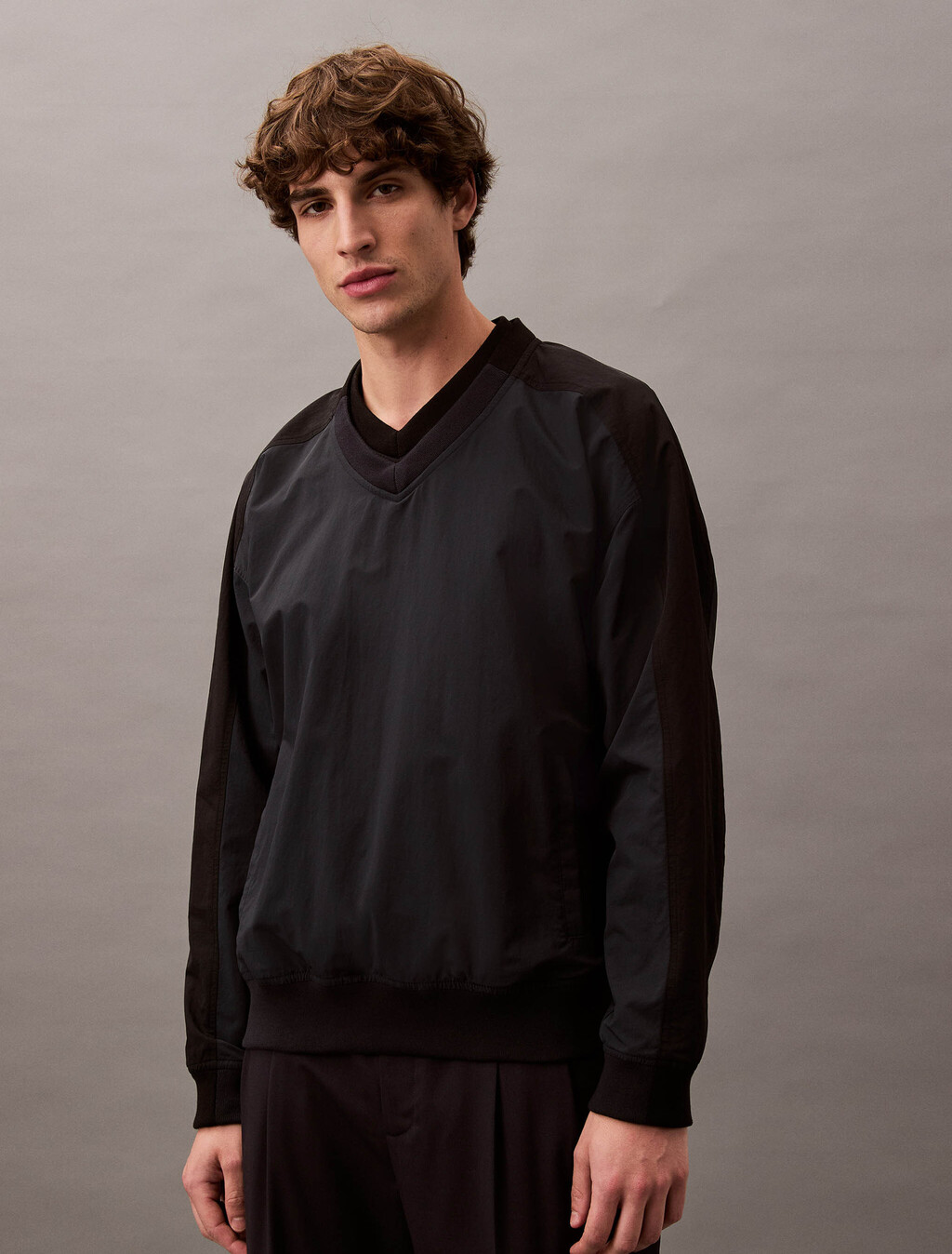 Double V-Neck Sweater, Vulcan, hi-res