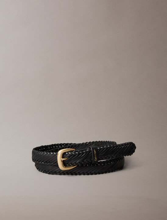 Braided Leather Chunky Buckle Belt