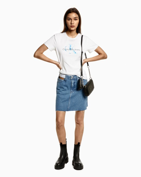 AQUA MONOGRAM PRINT TEE