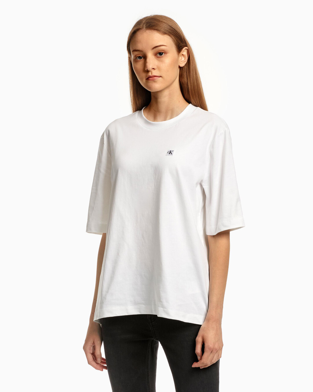 SMALL LOGO RELAXED TEE, Bright White, hi-res