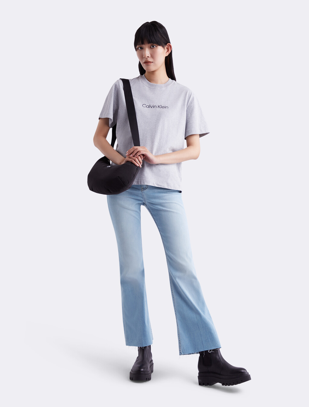 Distressed High Rise Flare Jeans, 081 LIGHT BLUE, hi-res