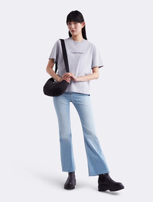 Distressed High Rise Flare Jeans, 081 LIGHT BLUE, hi-res