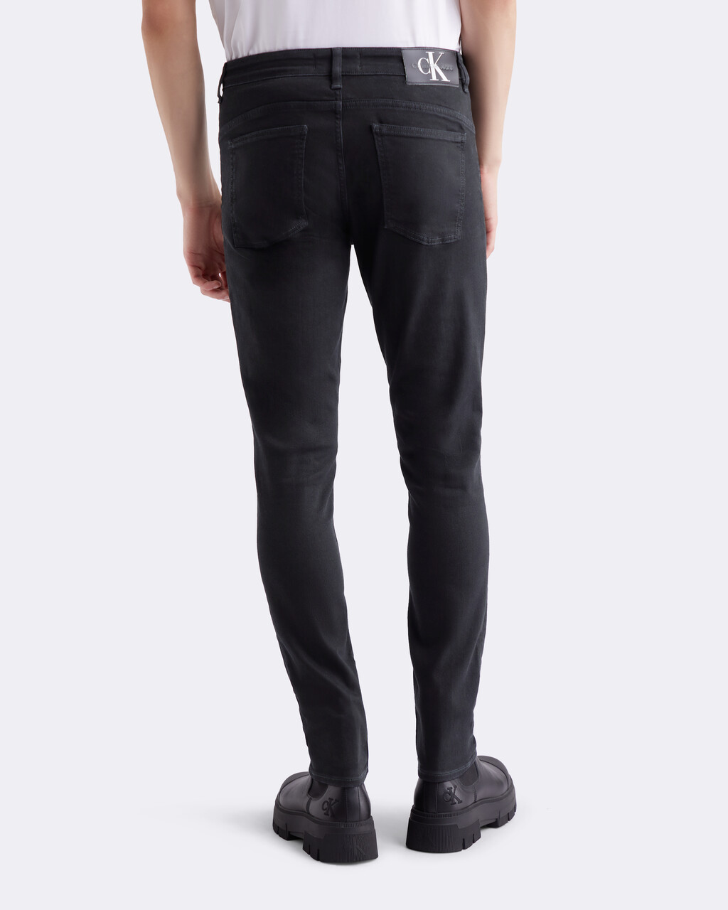 Core Black Skinny Jeans, 90S BLACK CALVIN CUFF UP LOGO, hi-res