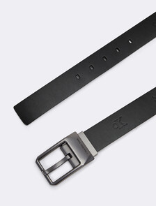 Faceted Reversible Buckle Belt 35mm, Black Logo AOP, hi-res