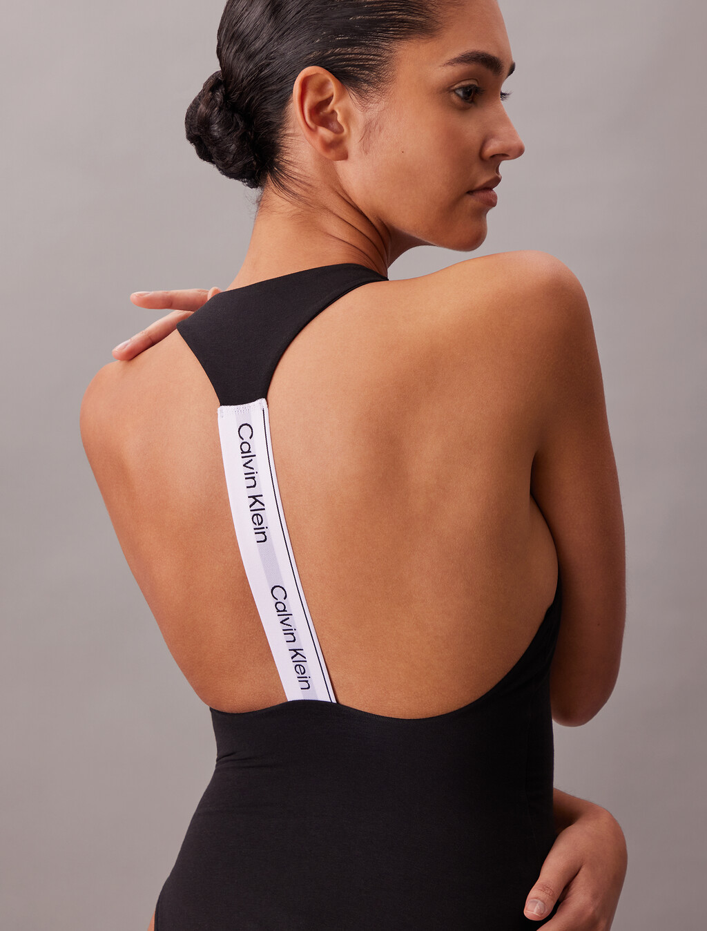 Racerback Bodysuit - Icon Cotton Modal, Black, hi-res