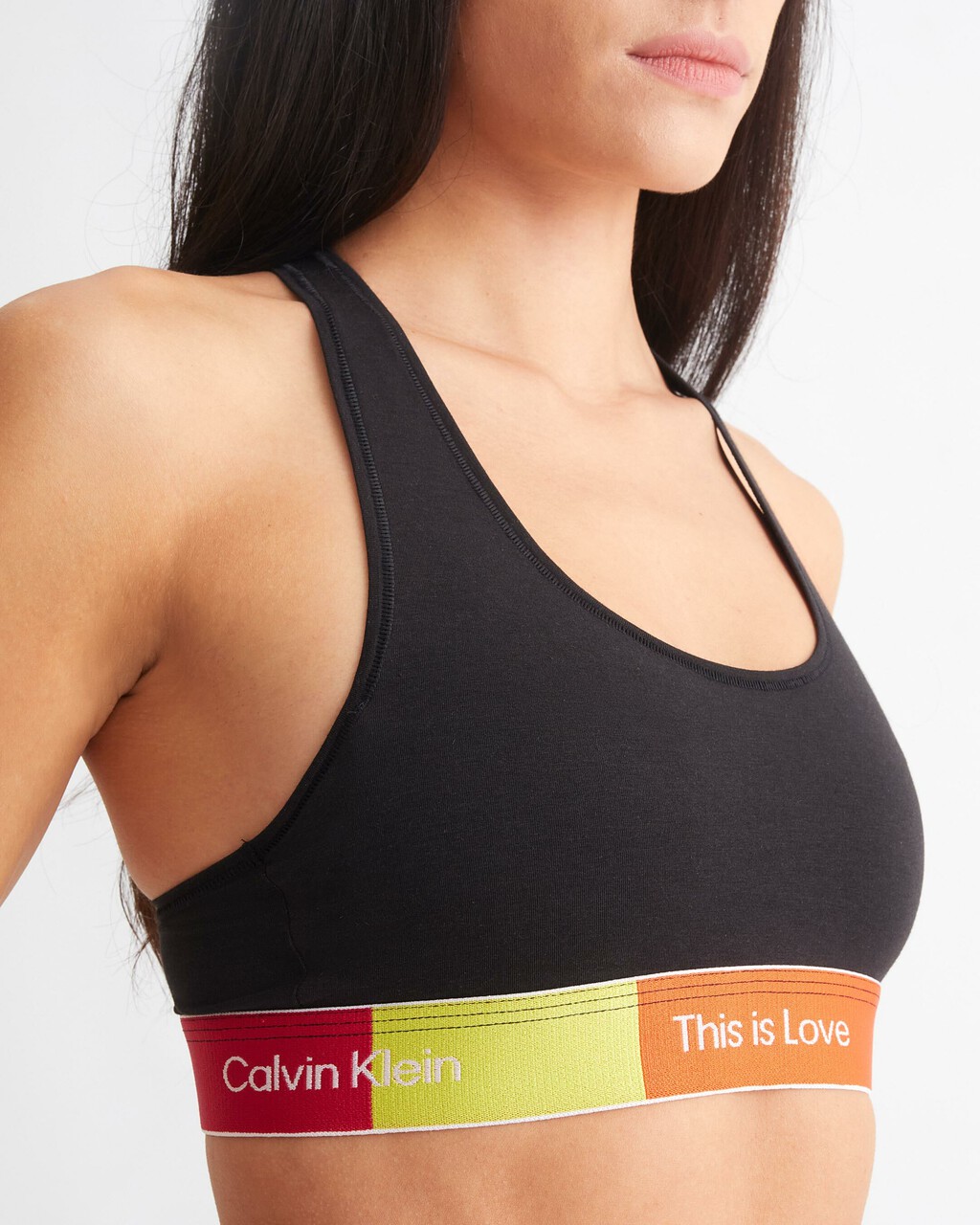 PRIDE COLOR BLOCK LIGHTLY LINED BRALETTE, Black, hi-res