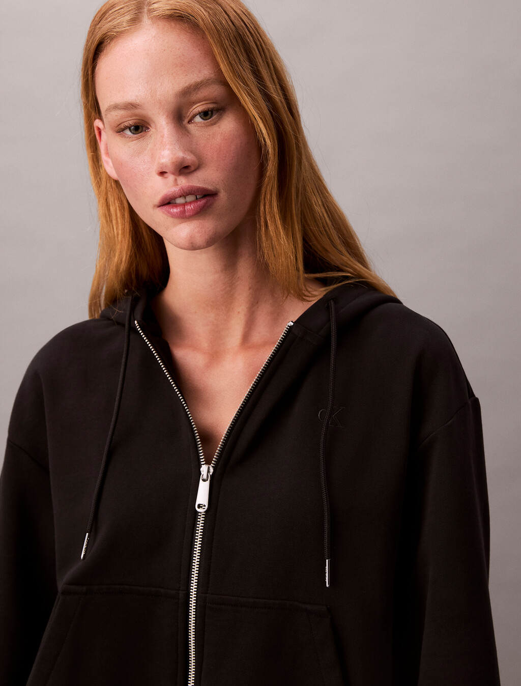 Cotton Terry Zip Up Hoodie, Black, hi-res