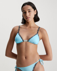 Logo Tape Triangle Bikini Top, Blue Splendor, hi-res