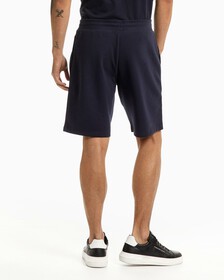 ATHLEISURE TWILL INTERLOCK PIPED SWEAT SHORTS, NAVY BLAZER-410, hi-res