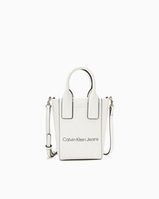 CKJ SCULPTED MONOGRAM MICRO TOTE, ANCIENT WHITE, hi-res