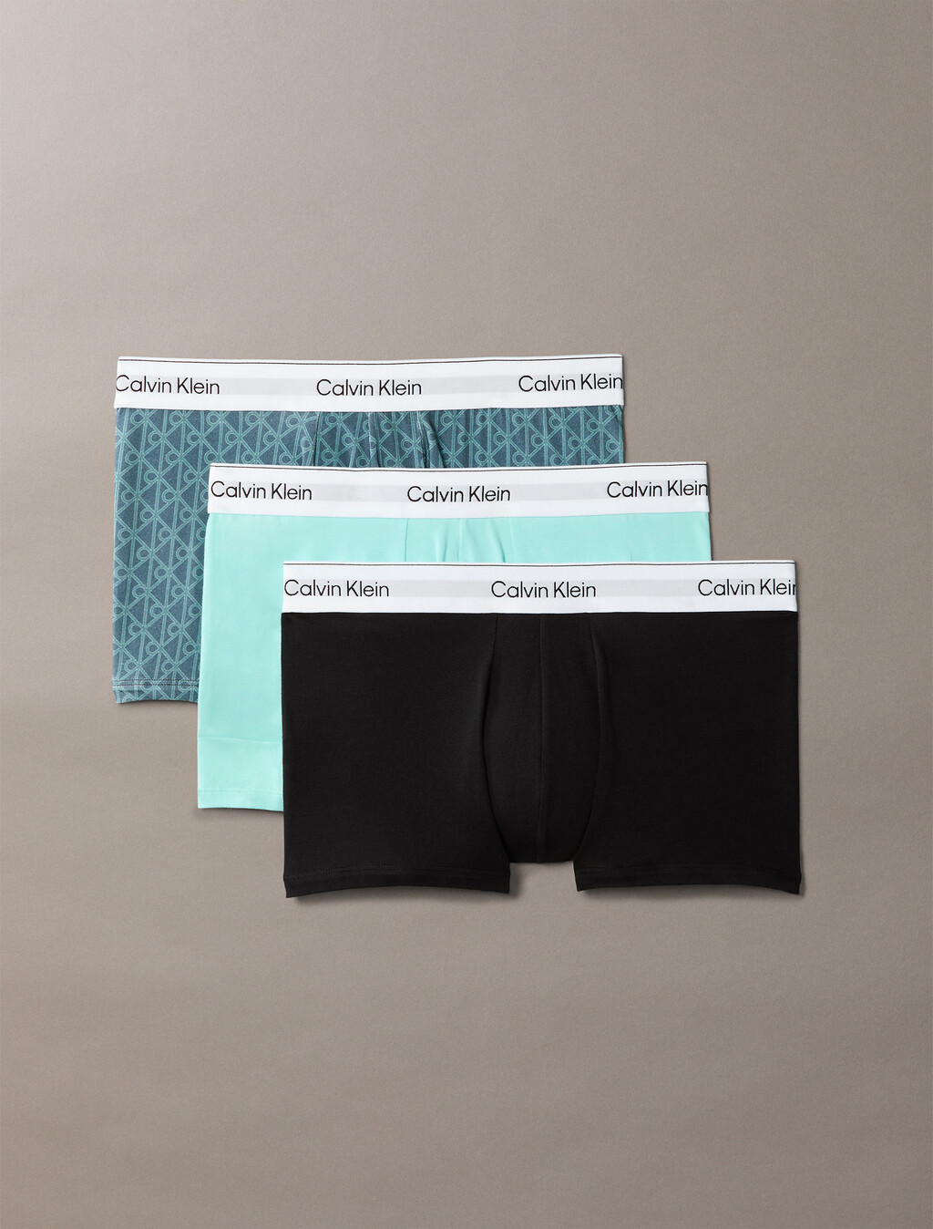 Icon Cotton Stretch Trunks 3 Pack, Black/Bijou Modern Emblem_Stratified Sea/Tahiti Tu, hi-res