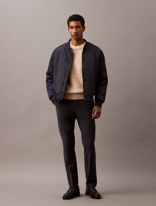 Refined Wool Blend Slim Trouser