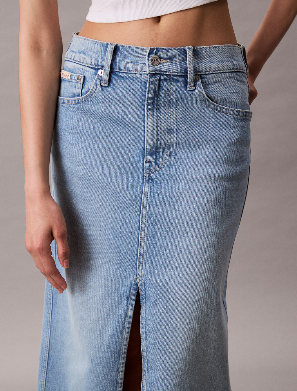 Front Split Denim Maxi Skirt, HAZY SKY, hi-res