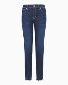 FOREVER STRETCH High Rise Body Ankle Jeans, Abe Dark Blue Dstr Hem, hi-res