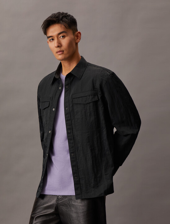 Relaxed Nylon Shirt Jacket