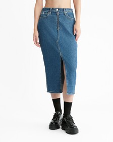 Sustainable Midi Denim Skirt, Denim Medium, hi-res