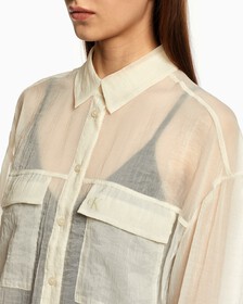SHEER CHIFFON SHIRT, Eggshell, hi-res