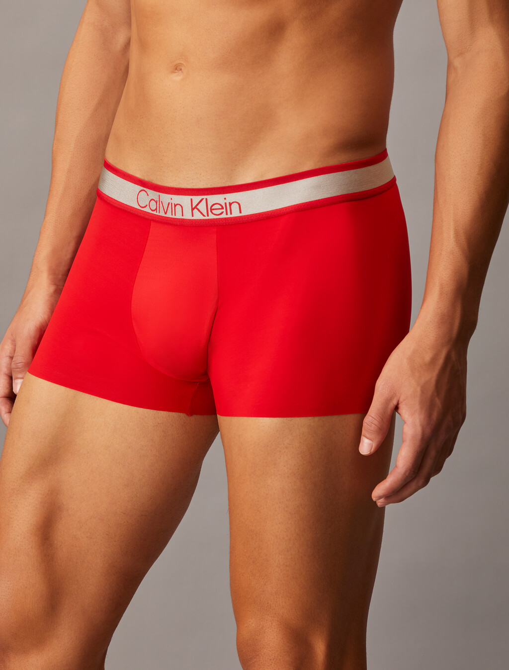 Tonal Logo Microfiber Low Rise Trunks, Rouge, hi-res