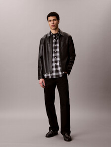 Relaxed Cotton Shirt, Black, hi-res