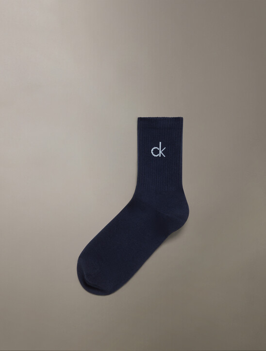 CK Logo Rib Knit Mid Crew Sock