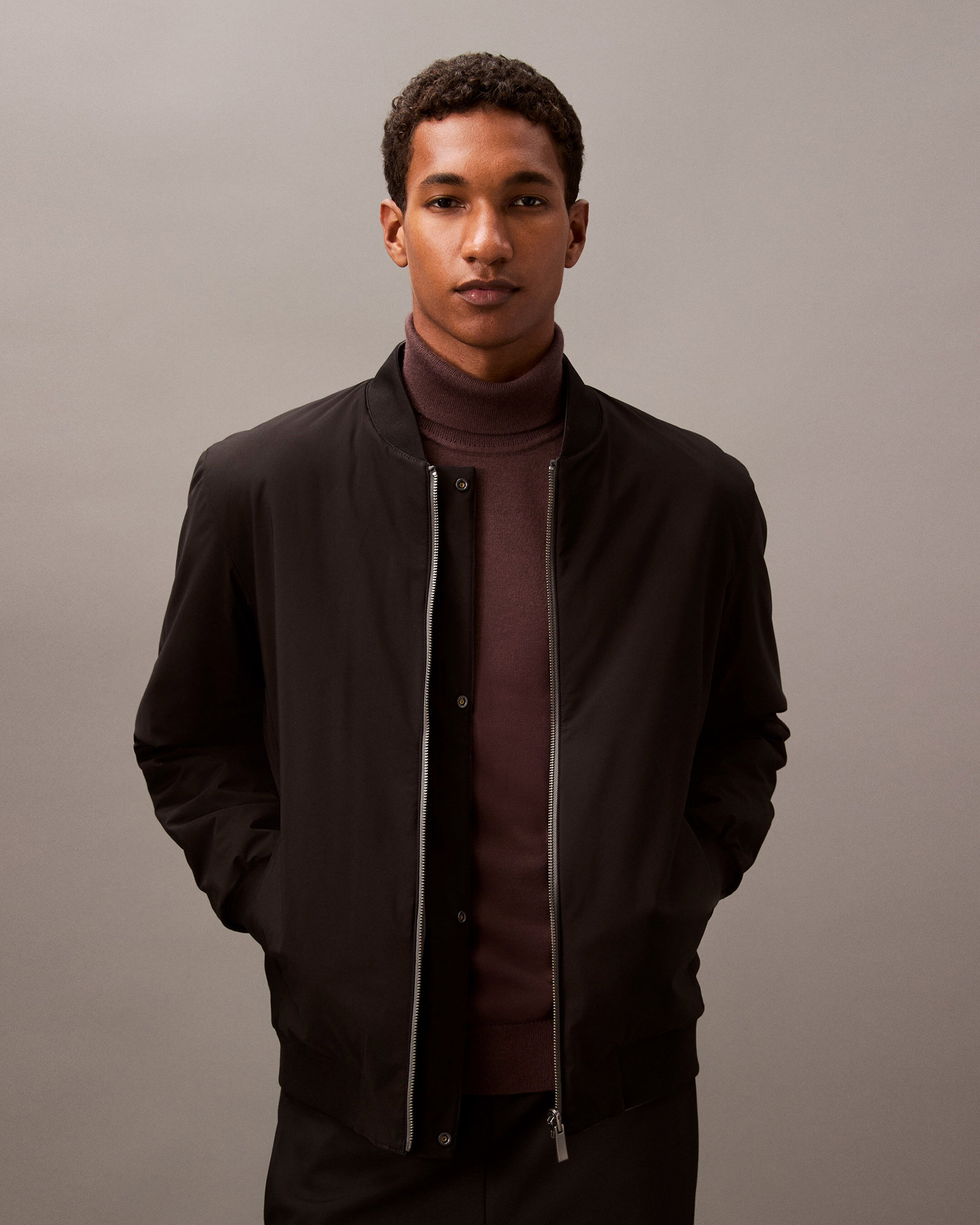 Reversible Wool Blend Bomber Jacket Charcoal Heather Calvin Klein Malaysia