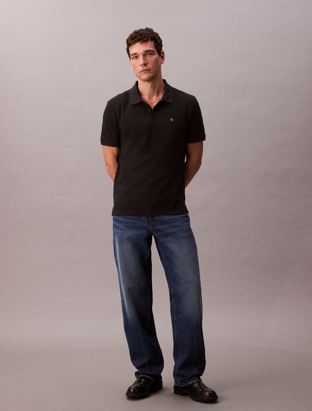 Cotton Piqué Polo Shirt, Black, hi-res