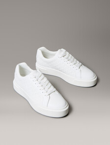 Leather Emblem Logo Trainers, Bright White, hi-res