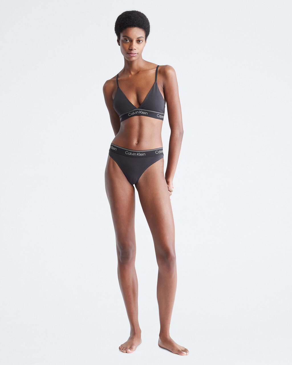 ATHLETIC COTTON TRIANGLE BRA, Black, hi-res