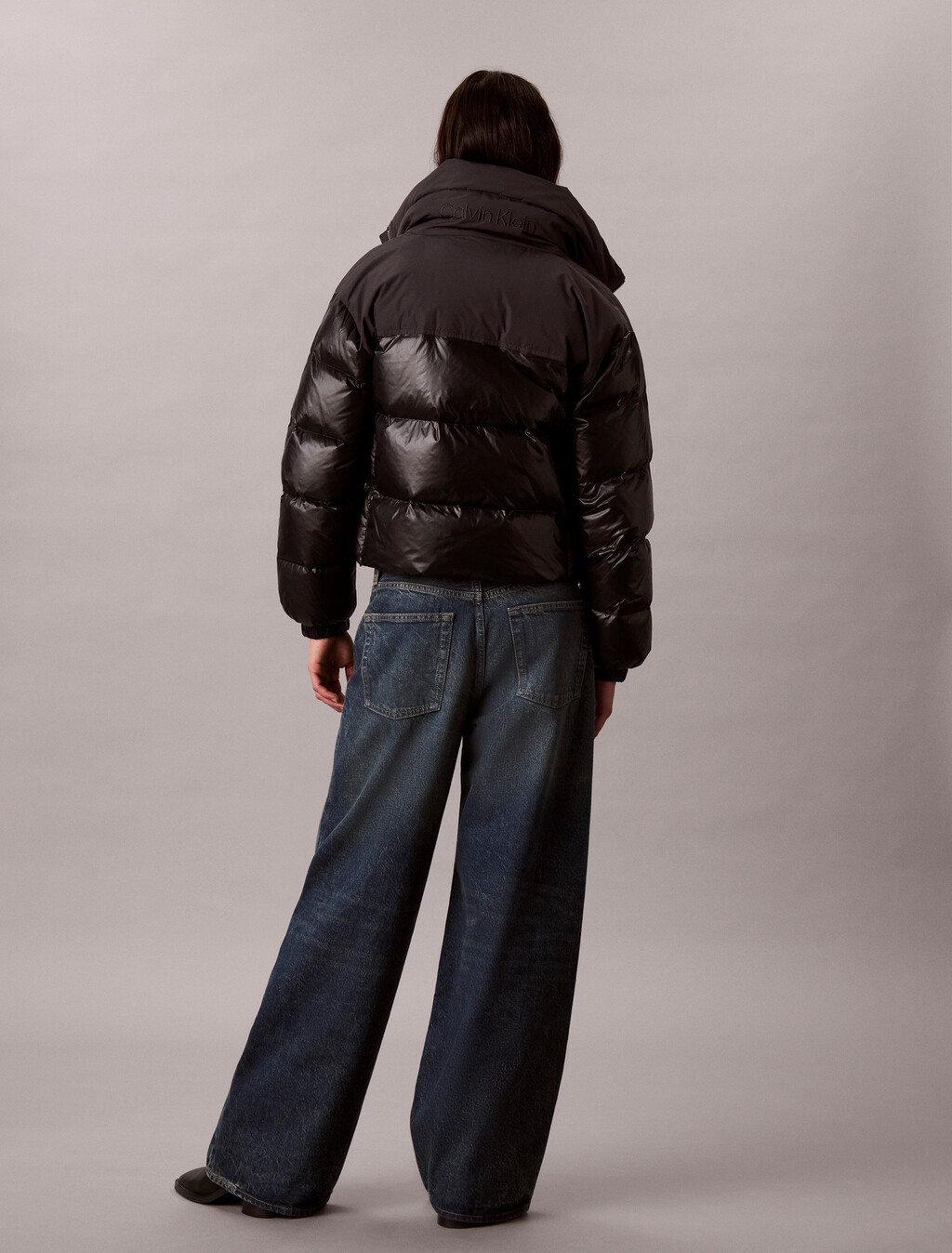 Matte Shine Down Puffer Jacket, Black, hi-res