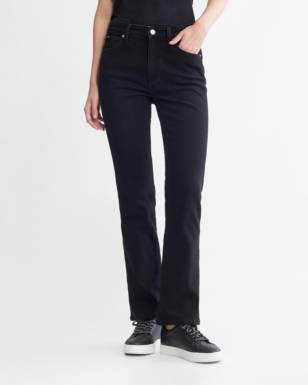 Brush Lined High Rise Body Slim Bootcut Jeans, Denim Black, hi-res
