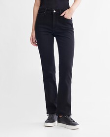 Brush Lined High Rise Body Slim Bootcut Jeans, Denim Black, hi-res