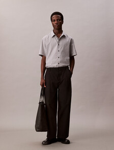 Textured Stripe Short Sleeve Shirt, Black, hi-res
