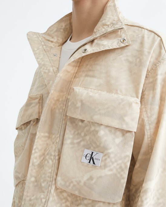 Cropped Cotton Twill Zip Up Jacket