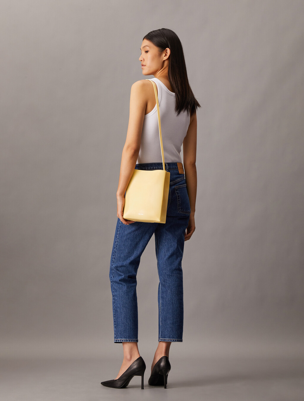 CK Paper Bag Leather Crossbody, Golden Haze, hi-res