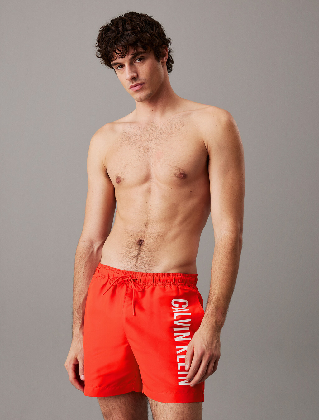 Medium Drawstring Swim Shorts - Intense Power, Flaming Chili, hi-res