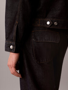 Pleated Denim Trucker Jacket, ICONIC INDIGO, hi-res