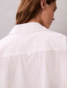 Cotton Poplin Pyjama Shirt, STEADY STRIPE_PELICAN, hi-res