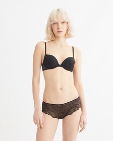 Scalloped Lace Push Up Plunge Bra, Black, hi-res