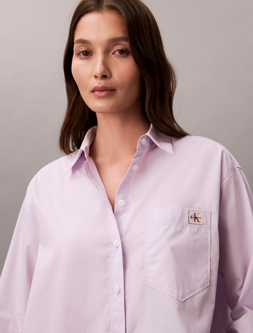 Relaxed Cotton Poplin Shirt, Island Lilac, hi-res