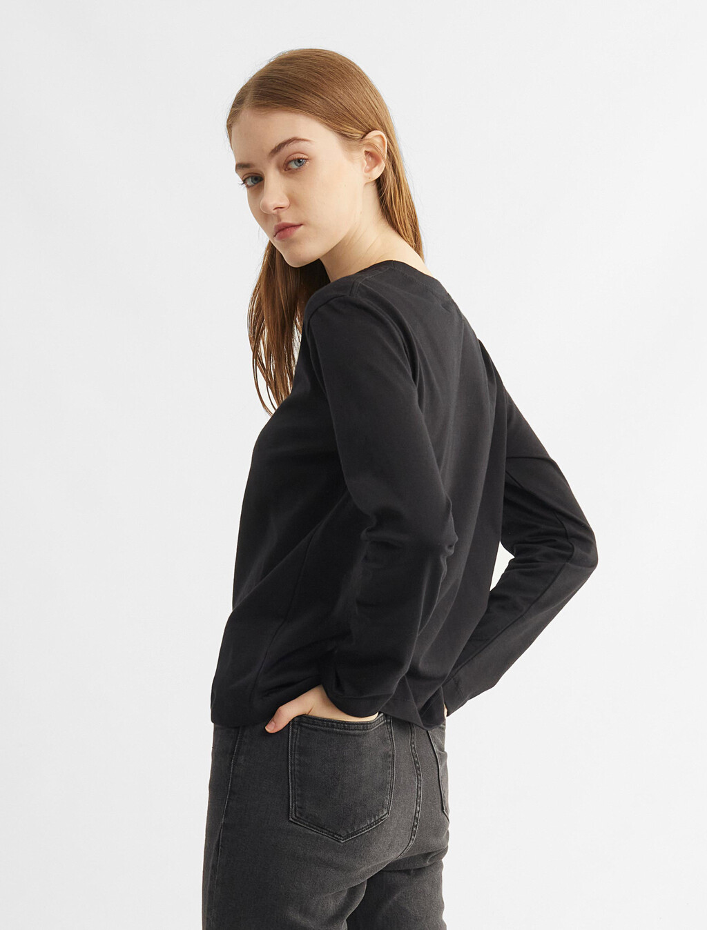 CK Standards Boxy Long Sleeve Tee, Black Beauty, hi-res
