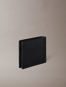 Leather RFID Foil Logo Billfold Wallet, Black, hi-res