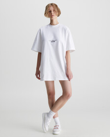 Embroidered T-Shirt Dress, Bright White, hi-res