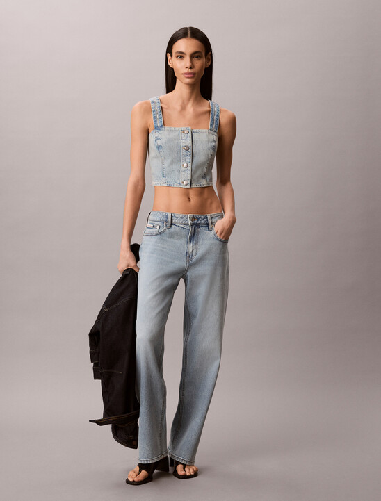 Logo Tape Denim Tank Top