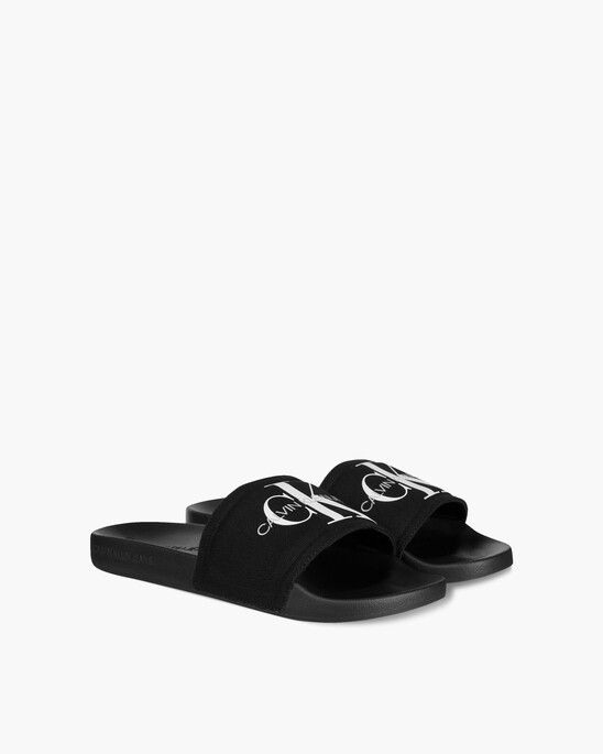 MONOGRAM COTTON SLIDES