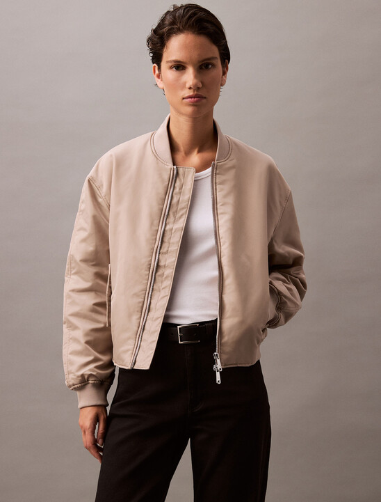 Padded Nylon Bomber Jacket