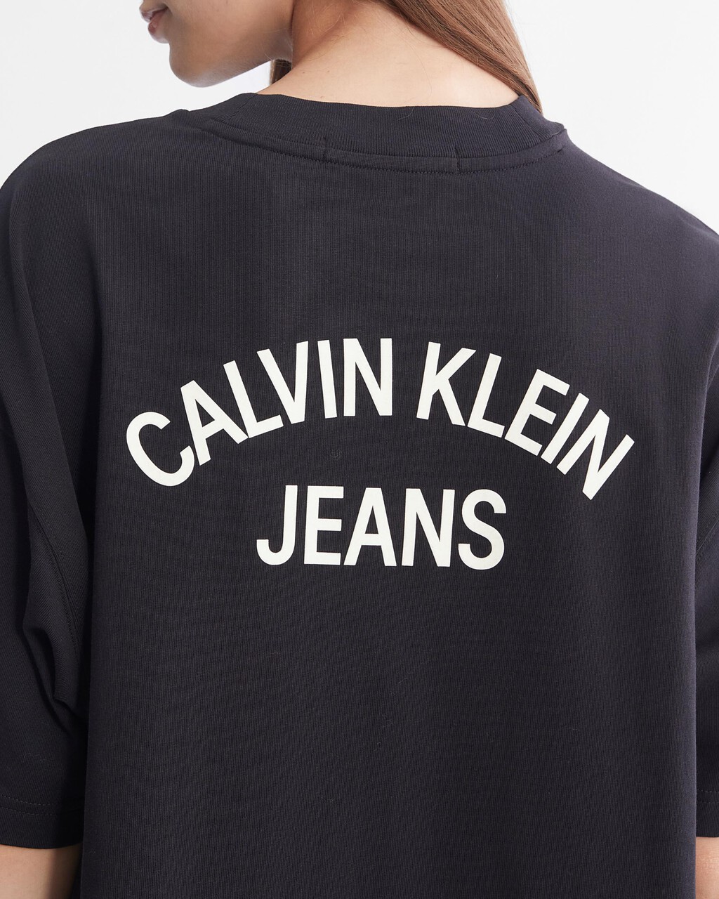 Varsity Relaxed Tee Dress, Ck Black, hi-res