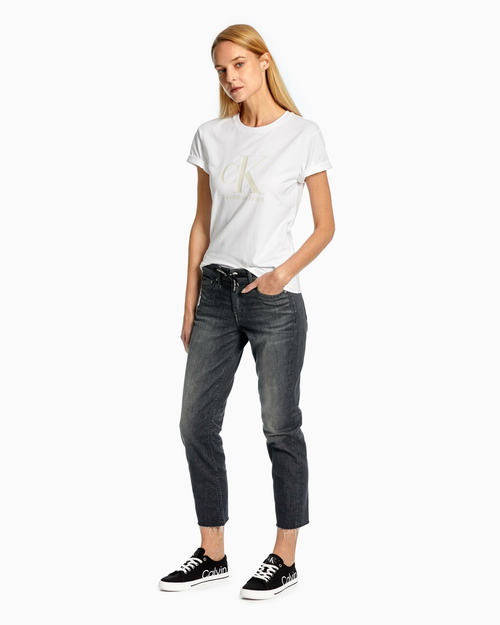 FOREVER STRETCH SLIM STRAIGHT JEANS, Spj Washed Black Dstr, hi-res